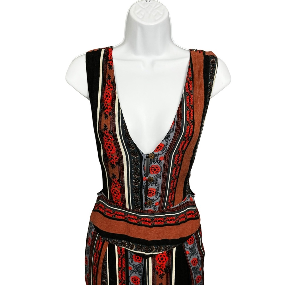 Free People Jumpsuit Womens Size 2 Plunge Neckline Boho 70s Festival - Picture 15 of 15